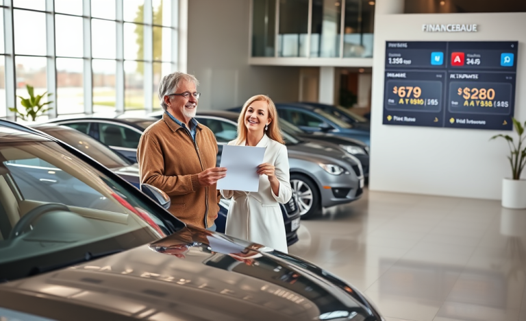 Image montrant une voiture avec une assurance incluse et un crédit auto.